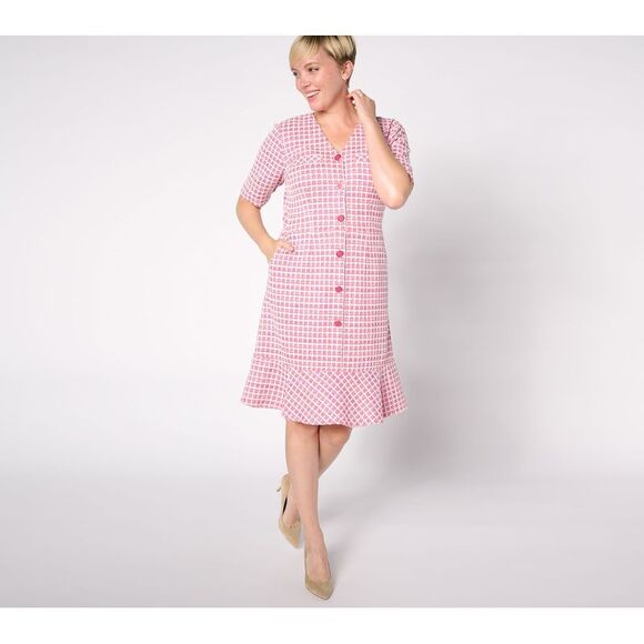Isaac Mizrahi Live! Women's Petite Dress PL Chenille Yarn Knit Pink A628061 - Picture 1 of 4